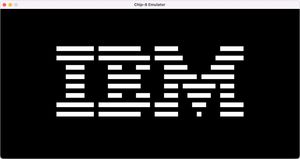Screenshot of the Chip8 emulator displaying a white IBM logo on a black screen